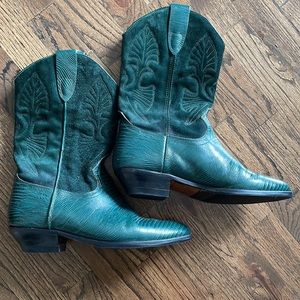 Vintage Brass Plum hunter green cowboy boots